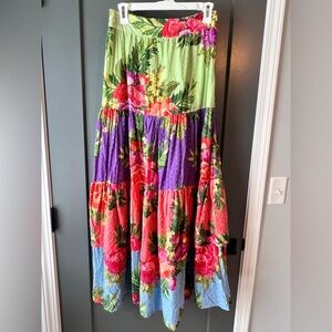 FARM Rio for Anthropologie Colorful Floral Maxi Skirt